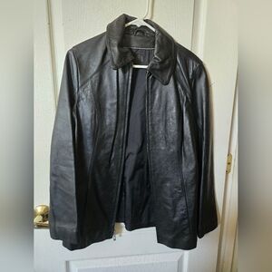 Wilsons Leather Black Leather Jacket Womens Size Med Soft Pelle Studio Pockets